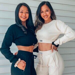 ECHT Apparel Ribbed Matching Set Womens Stretchy Loungewear Joggers Crop Top M